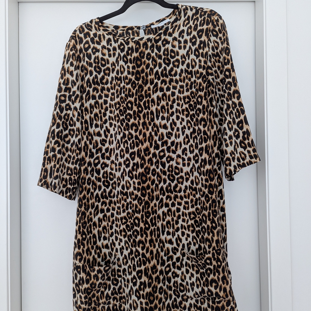 Equipment Animal Print Silk Mini Dress